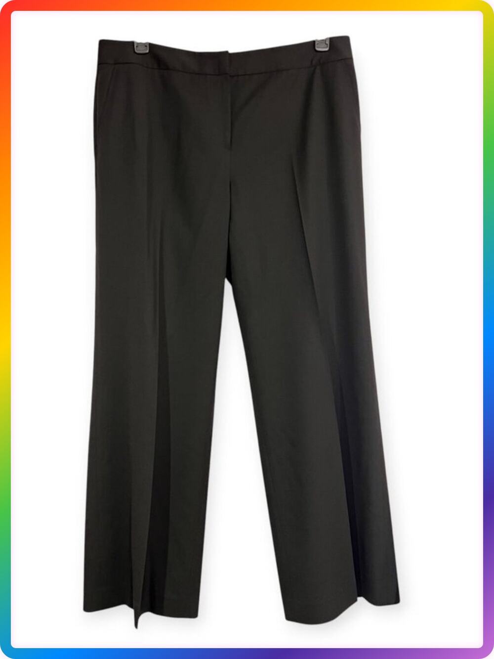 Lafayette 148 Barrow Wide Leg Wool Trousers SIZE 14 Black High Rise